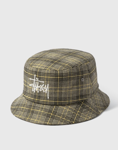 Stussy Big Logo Check Pattern Bucket Hat
