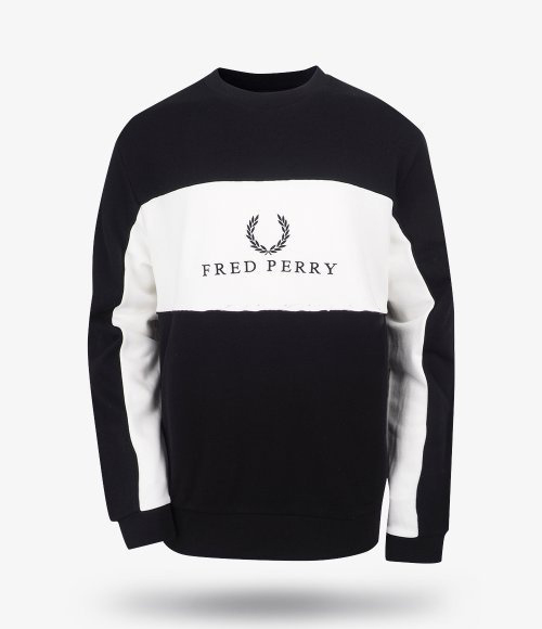 Jual Fred Perry PANEL PIPED SWEATSHIRT BLACK M4553 102 Original thefepi Fashion Eksklusif Korea