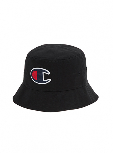 EU] Black Logo Cotton Bucket Hat - Black