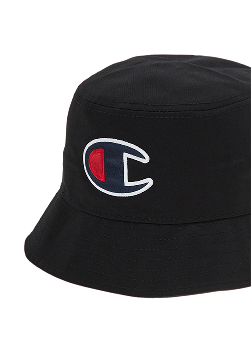 EU] Black Logo Cotton Bucket Hat - Black