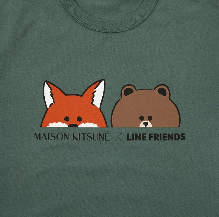 Maison Kitsuné X LINE FRIENDS Collection Face Bluegreen T