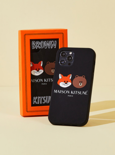 Maison Kitsune X Line Friends Collection Black Iphone Case 11 12 12pro