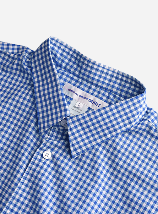 Gingham Check Pattern Shirt BLUE 