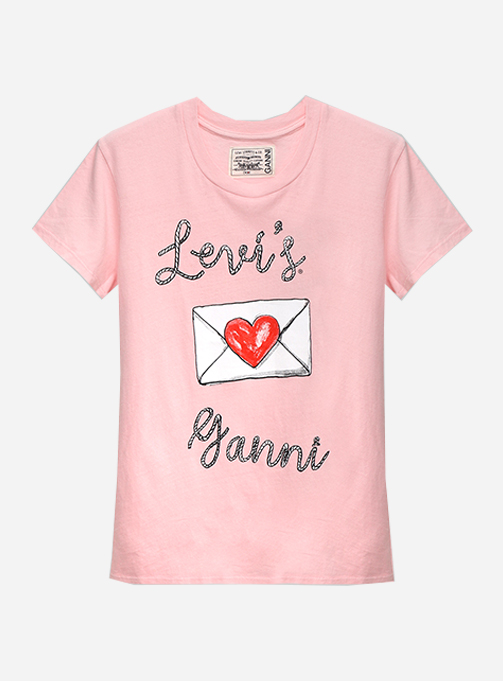 GANNI X LEVIS JERSEY T-SHIRT, LOVE (T2827 513)