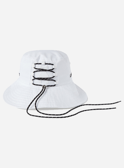 Wide string bucket hat