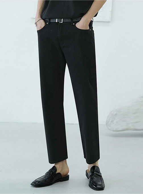 Straight Cropped Pants Black