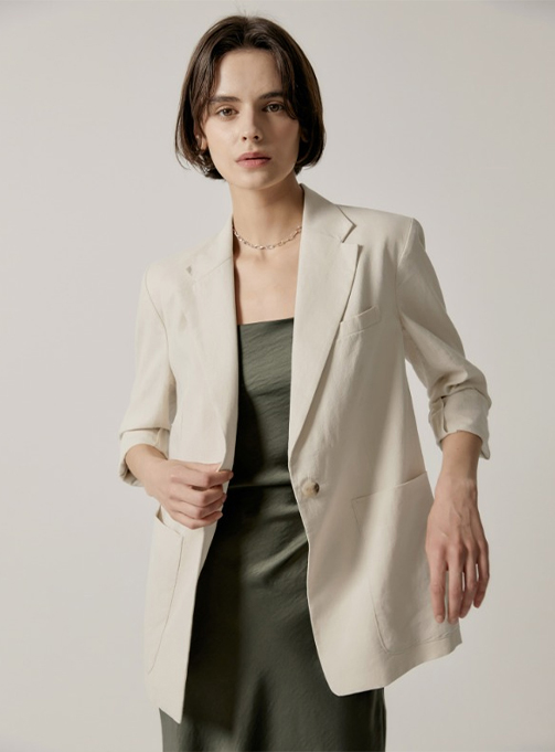 Linen tailored single jacket (MACBJK02M5)