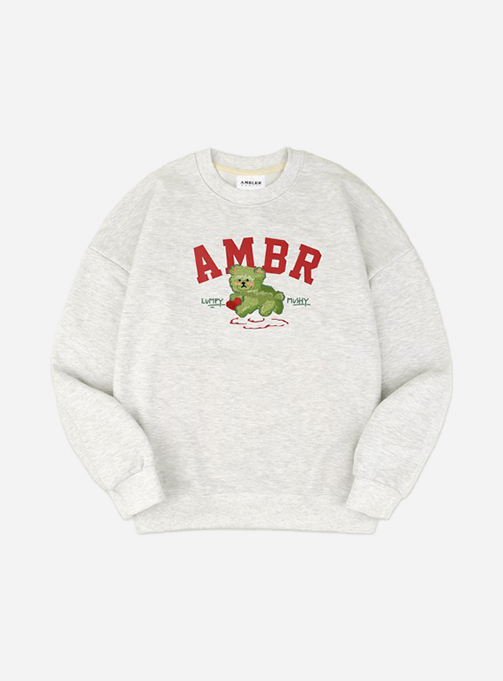 Ambler Fluffy bear Unisex Overfit Brushed Sweatshirt AMM1015 (Oatmeal)