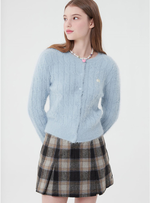 SMALL CHERRY MOHAIR CABLE CARDIGAN [LIGHT SKY]