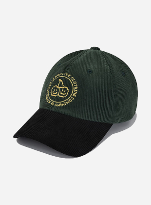 DOODLE CHERRY LOGO CORDUROY BALL CAP [GREEN]