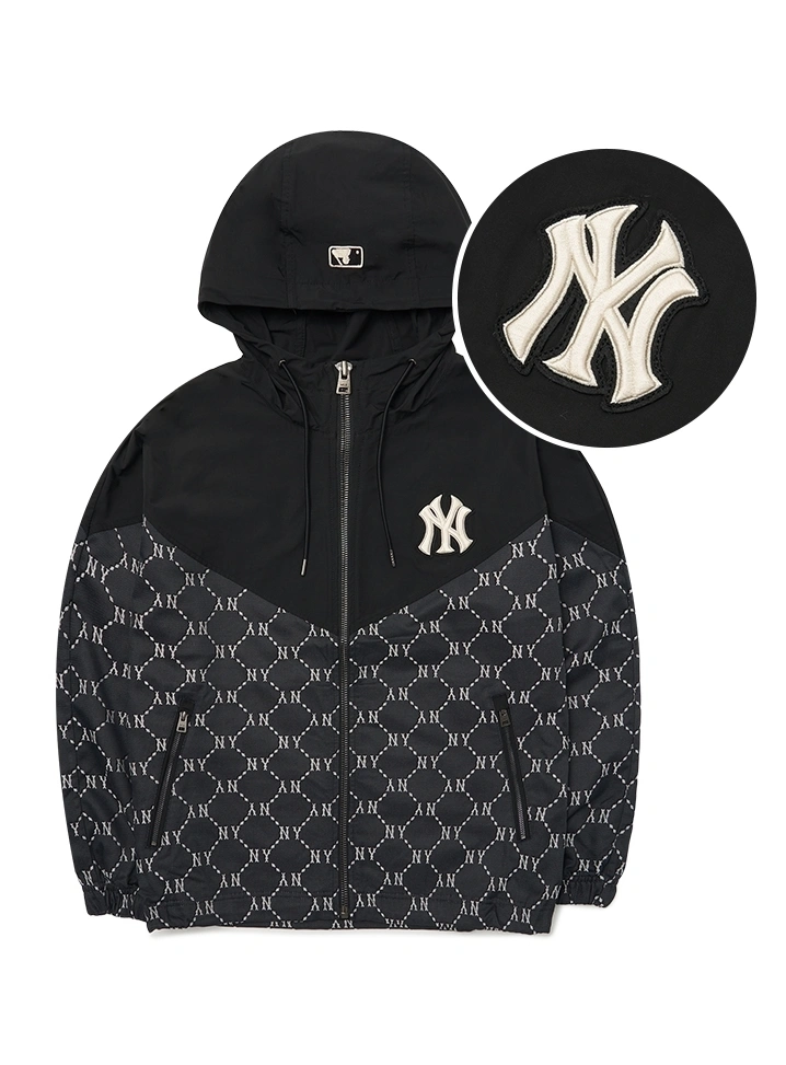 MLB Korea Unisex Cube Monogram Big Logo Oversized Sweatshirt NY Yankees Navy