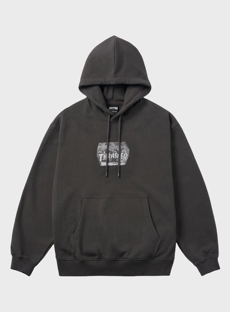 Half black and white thrasher hoodie online