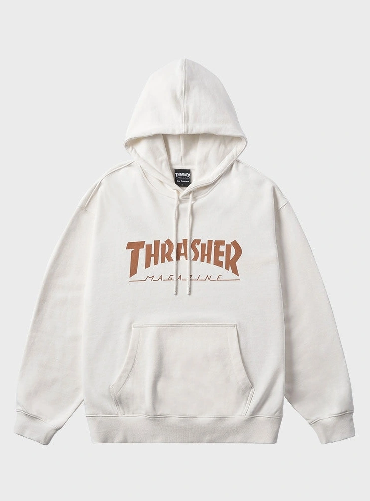 Beige thrasher hoodie hot sale