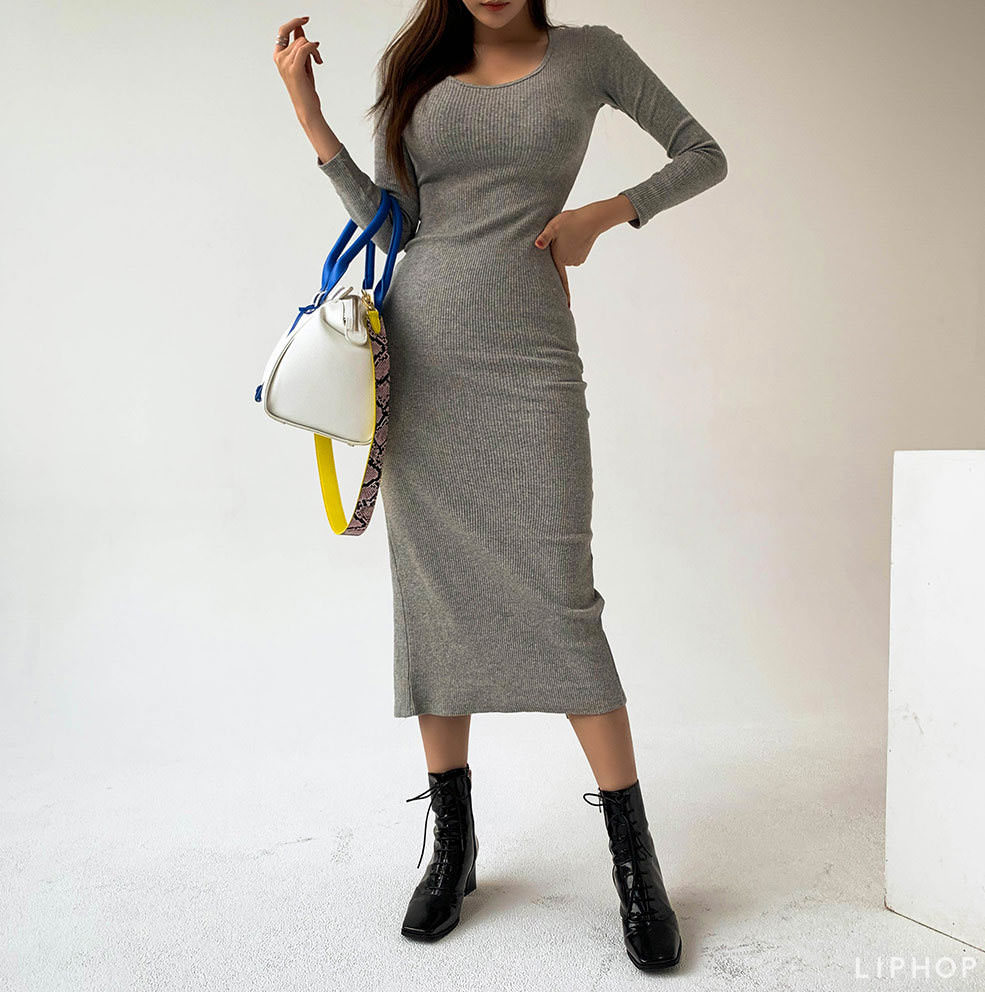 back slit long dress