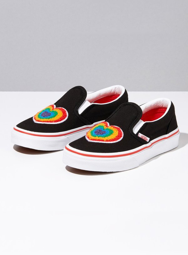 rainbow vans slip on