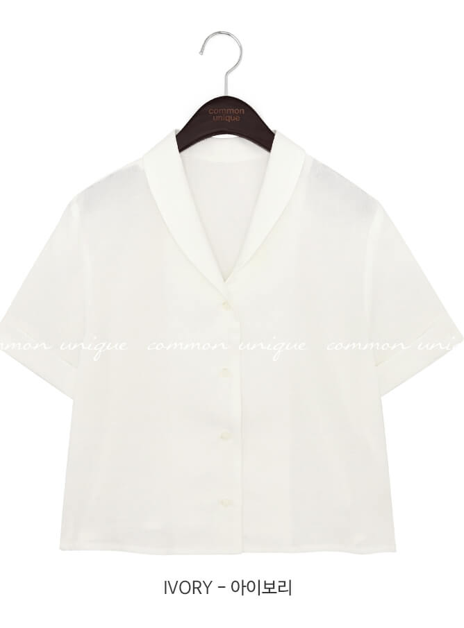 Shawl Collar Roll Up 1/2 Blouse