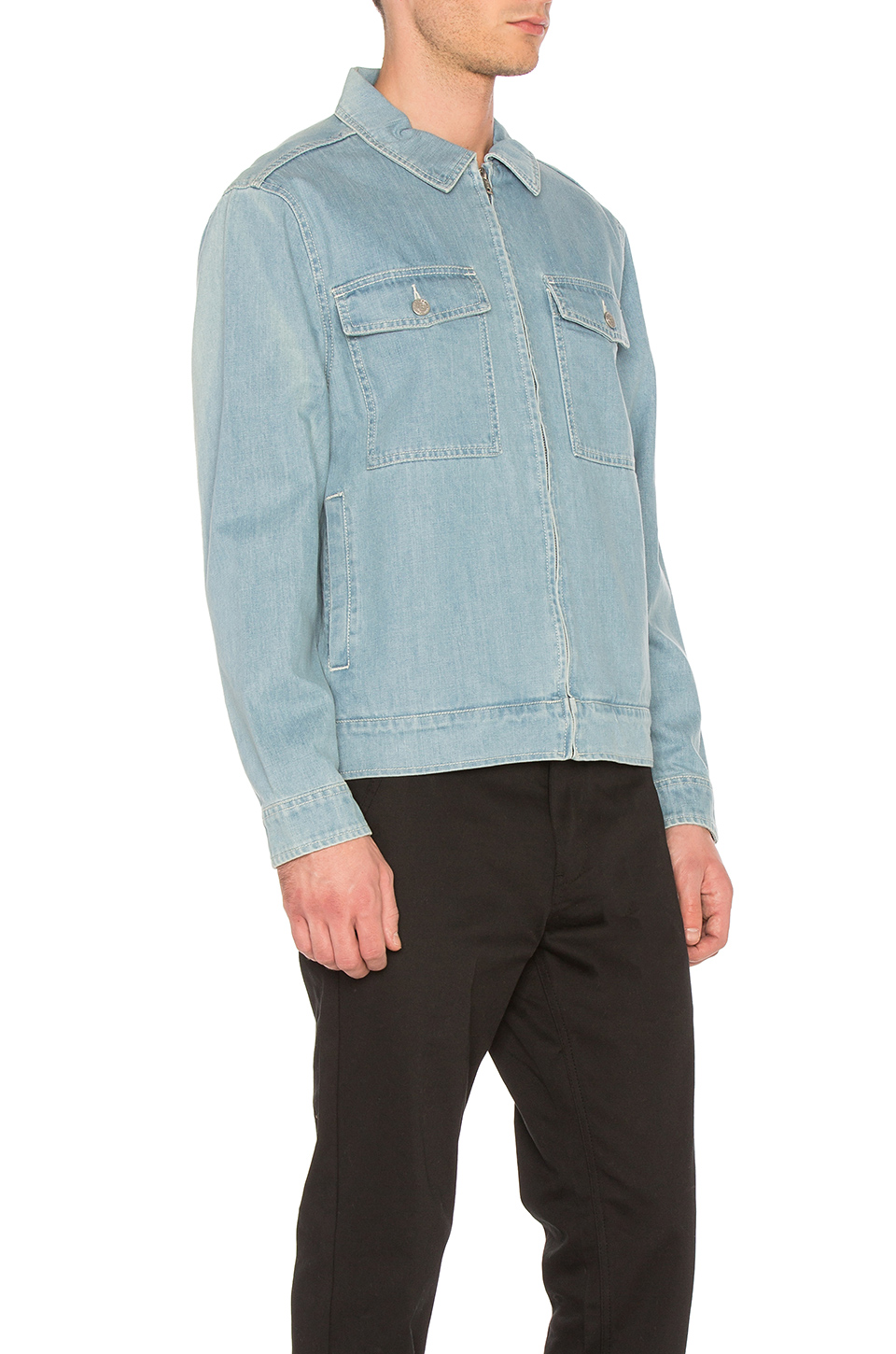 STUSSY WASHED DENIM GARAGE JACKET 