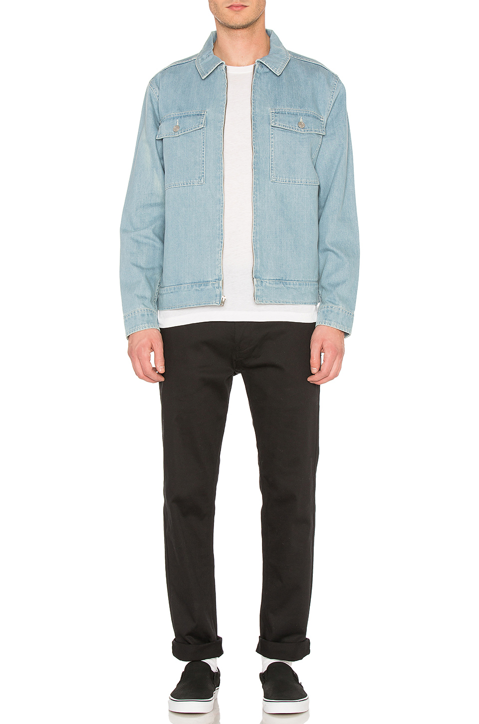 STUSSY WASHED DENIM GARAGE JACKET 