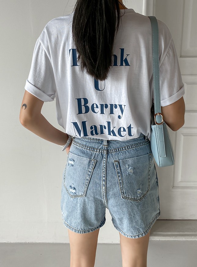 High Waist Vintage Wrap Denim Short Pants